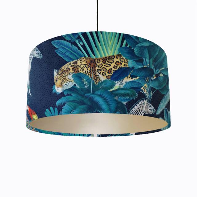 Tropical Safari Animal Lampshade in Velvet With Champagne Lining - image 1