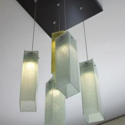 Fused Glass Pendant Light Modern Foyer Lighting, Custom Colors - thumbnail 3