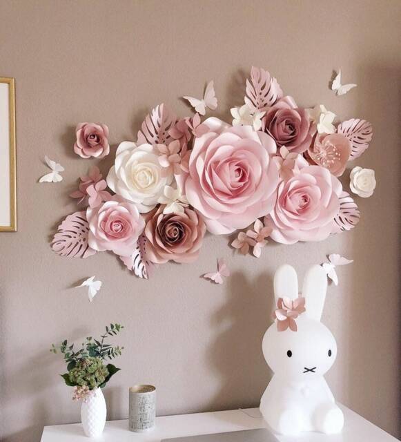Girl Nursery Wall Decor - Paper Flowers Decoration Flower Set For - image 1