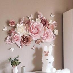 Girl Nursery Wall Decor - Paper Flowers Decoration Flower Set For - thumbnail 2