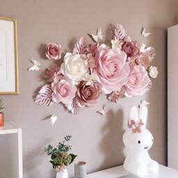 Girl Nursery Wall Decor - Paper Flowers Decoration Flower Set For - thumbnail 3