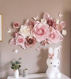 Girl Nursery Wall Decor - Paper Flowers Decoration Flower Set For - thumbnail 1