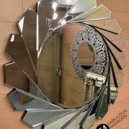 Round Fan Mirror Contemporary - 80cm X Premium Quality - thumbnail 3