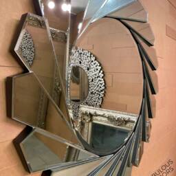 Round Fan Mirror Contemporary - 80cm X Premium Quality - thumbnail 2