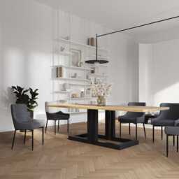 Hardwood Oak Modern Dining Table 070 - thumbnail 2