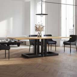 Hardwood Oak Modern Dining Table 070 - thumbnail 3