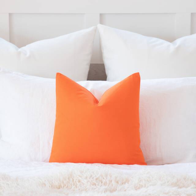 Orange Cotton Throw Pillow Cover, Euro Sham Cushion