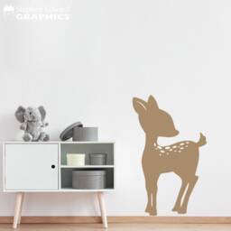 Fawn Wall Decal - Deer Wall Art Woodland Vinyl Decor Kids Bedroom Nursery