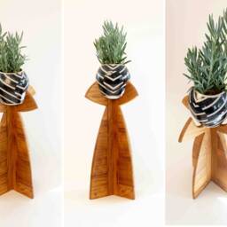 Plant Pot Stand Modern Planter Tiered Wooden Mid Century Gifts For Her Garden Decor Farmhouse - thumbnail 3