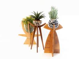 Plant Pot Stand Modern Planter Tiered Wooden Mid Century Gifts For Her Garden Decor Farmhouse - thumbnail 1
