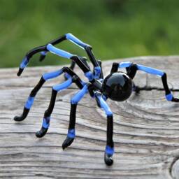 Hand Blown Glass Tarantula Spider Sculpture Halloween Glass Murano Blue - thumbnail 2