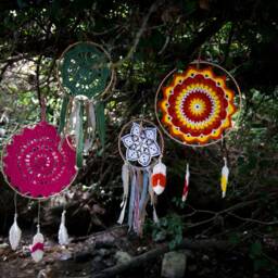 Crochet Dreamcatcher Multicolour, Crochet Feathers, Framed Dreamcatcher, Wall Decoration, Boho Decor - thumbnail 2