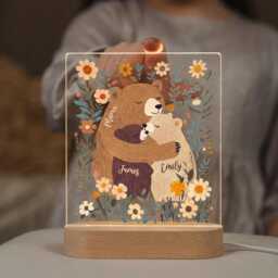 Personalized Bear Family Night Light, Custom Mom & Kids Lamp, Acrylic Led Mother's Day Gift For Mom, Name Light