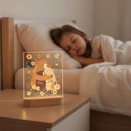 Personalized Bear Family Night Light, Custom Mom & Kids Lamp, Acrylic Led Mother's Day Gift For Mom, Name Light - thumbnail 2
