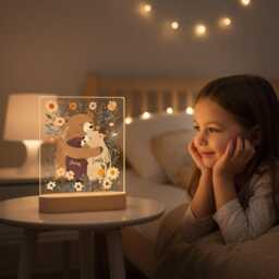 Personalized Bear Family Night Light, Custom Mom & Kids Lamp, Acrylic Led Mother's Day Gift For Mom, Name Light - thumbnail 3