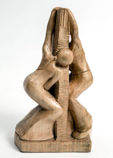 He & She/Wooden Statue Hand Made Sculpture Benedykt Marek Janaszek - image 1