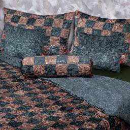 Luxury Faux Fur Bedding Set - Marengo & Onyx Patchwork, Tissavel Eco - thumbnail 2