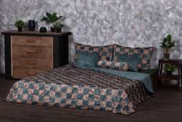 Luxury Faux Fur Bedding Set - Marengo & Onyx Patchwork, Tissavel Eco - thumbnail 1