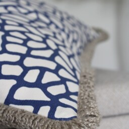 Linen Cushion Cover, Ulrika Gyllstad Fabric, Blue Abstract Print Scatter Cushions, Decorative Nordic Style Designer Cushion - thumbnail 3