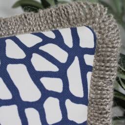 Linen Cushion Cover, Ulrika Gyllstad Fabric, Blue Abstract Print Scatter Cushions, Decorative Nordic Style Designer Cushion - thumbnail 2