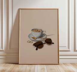 Iced Coffee Poster, Minimalist Kitchen Wall Art, Cup Print, Cafe Decor Artwork, Neutral Aesthetic Modern Art - thumbnail 1