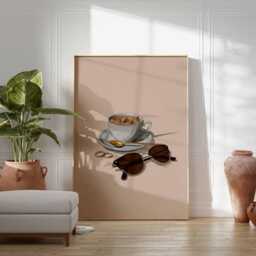 Iced Coffee Poster, Minimalist Kitchen Wall Art, Cup Print, Cafe Decor Artwork, Neutral Aesthetic Modern Art - thumbnail 3