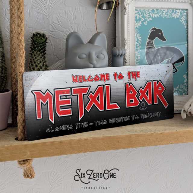 Welcome To The Rock Bar Maiden Metal Sign Horizontal - Vintage Worn Rusty Look Print Replica 70S 80's Heavy Music - image 1