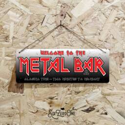 Welcome To The Rock Bar Maiden Metal Sign Horizontal - Vintage Worn Rusty Look Print Replica 70S 80's Heavy Music - thumbnail 2