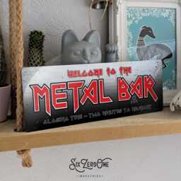 Welcome To The Rock Bar Maiden Metal Sign Horizontal - Vintage Worn Rusty Look Print Replica 70S 80's Heavy Music - thumbnail 1