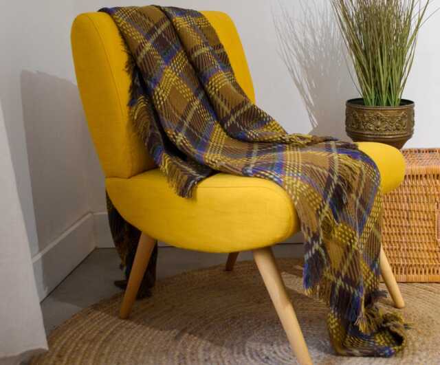 150x150cm Throw - Handmade in France Tartan Checkered Woven Cotton - image 1