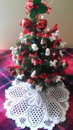 Dog Beaded Christmas Trees W/Lights & Skirt, Pet Christmas, Dog Bone Trees, Holiday Tree, Custom Request Color & Theme Tree