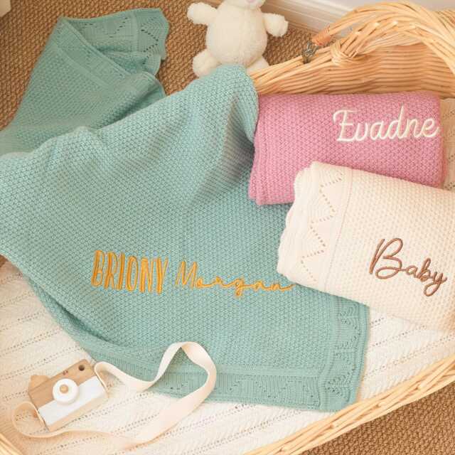 Custom Embroidered Baby Blanket Soft Cotton Newborn Gift - image 1