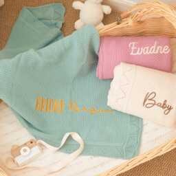 Custom Embroidered Baby Blanket Soft Cotton Newborn Gift