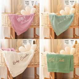 Custom Embroidered Baby Blanket Soft Cotton Newborn Gift - thumbnail 4