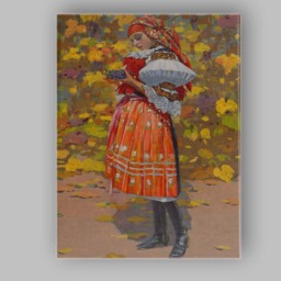 Traditional Folk Woman With Grapes Colourful Harvest Portrait Canvas Wall Art Print Decor Picture Ready To Hang - thumbnail 1