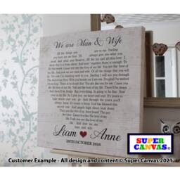 Wedding Love Song Lyrics Personalised Word Art Couple Picture Framed Canvas Print Husband Wife Girlfriend Boyfriend Valentines Day Gift - thumbnail 1