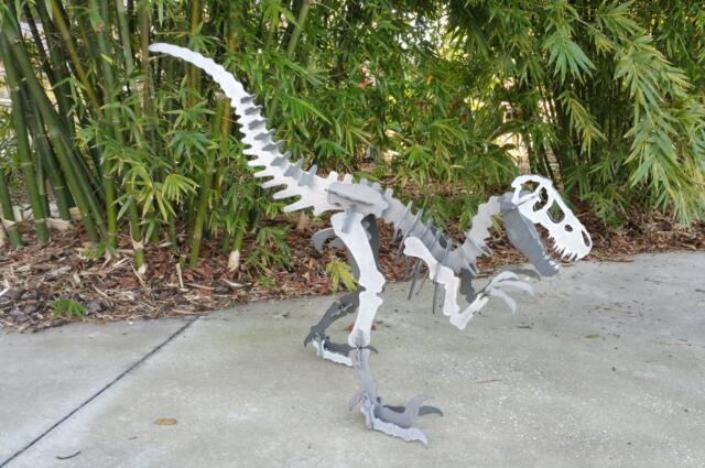 3D Steel Velociraptor, Outdoor Metal Dinosaur Sculpture Yard Art - image 1
