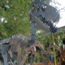 3D Steel Velociraptor, Outdoor Metal Dinosaur Sculpture Yard Art - thumbnail 4