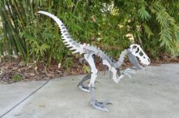 3D Steel Velociraptor, Outdoor Metal Dinosaur Sculpture Yard Art - thumbnail 1