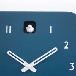 Minimalist Cuckoo Clock, Fresco Blue Wall Clock With White Details, Modern Decor - thumbnail 3