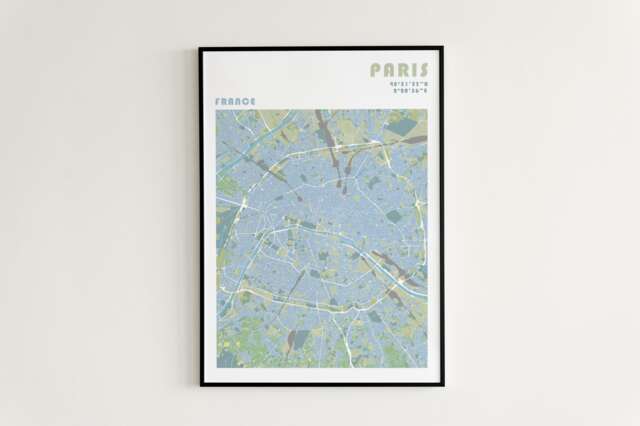 Paris Travel Poster in Different Sizes & Frame Options - Wall Art - image 1