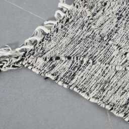 Handmade Moroccan Kilim Rug Black & White Wool Berber Mat - 3.5x2.1 Ft - thumbnail 3