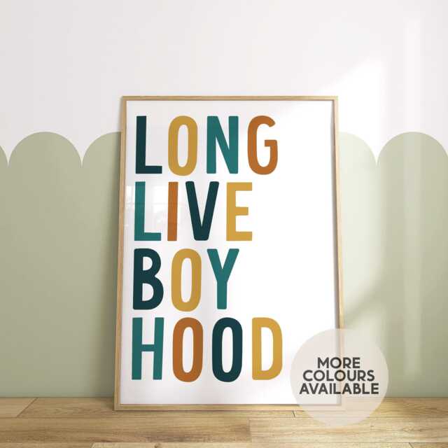 Long Live Boyhood Print -- Boys Bedroom Print, Nursery Playroom Brothers Cool Unframed - image 1