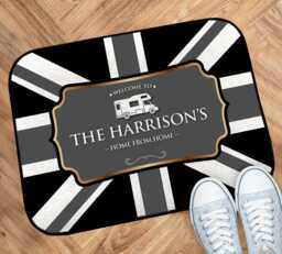 Personalised Campervan Mat - Union Jack Vanlife Motorhome Accessories Door 44cm X 32cm Indoor Use