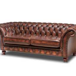 Chesterfield Three Seater Belmont Sofa Antique Brown Leather - thumbnail 3