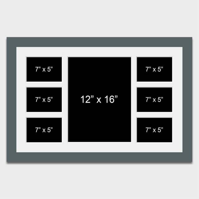 Multi Photo Picture Frame - Holds 6 7x5 + 1 12x16 in A 40mm Dark Grey - image 1