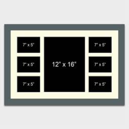 Multi Photo Picture Frame - Holds 6 7x5 + 1 12x16 in A 40mm Dark Grey - thumbnail 2