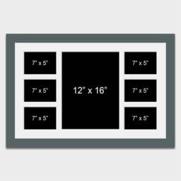 Multi Photo Picture Frame - Holds 6 7x5 + 1 12x16 in A 40mm Dark Grey - thumbnail 1
