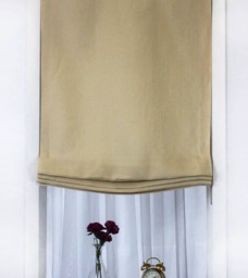 Natural Linen Flat Roman Shade, Blackout Window Covering - Cl1010 - thumbnail 1