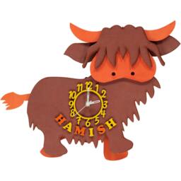 Highland Cow Personalised Wooden Pendulum Clock